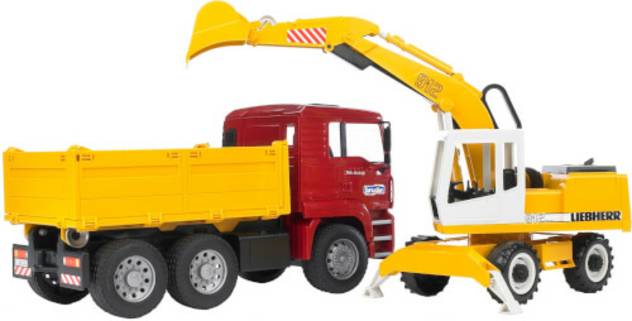 BRUDER MAN TGA Kipper+Liebherr Schaufelbagger