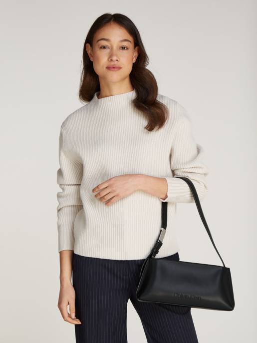 CALVIN KLEIN EMBOSSED LOGO SHOULDER BAG