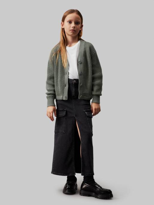 CALVIN KLEIN JEANS GRID WAFFLE CARDIGAN