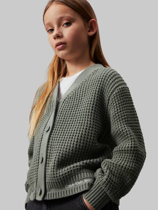 CALVIN KLEIN JEANS GRID WAFFLE CARDIGAN
