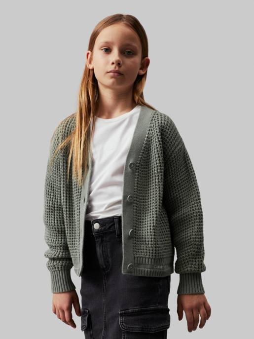CALVIN KLEIN JEANS GRID WAFFLE CARDIGAN