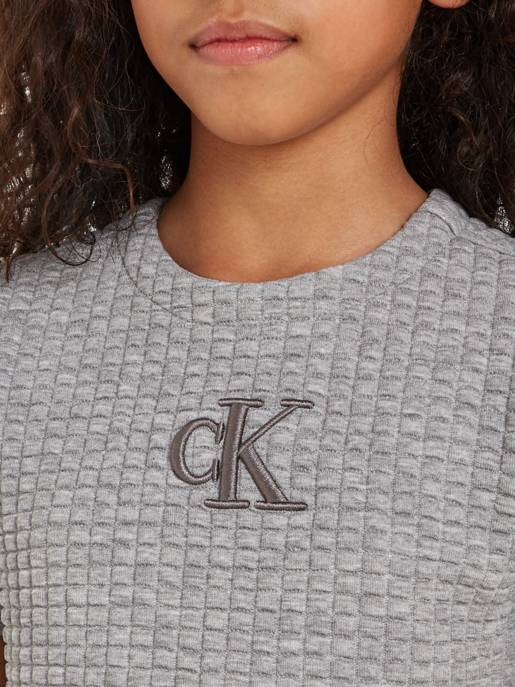 CALVIN KLEIN JEANS JACQUARD QUILTED SS DRESS