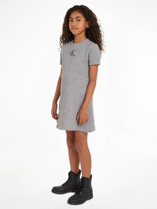 CALVIN KLEIN JEANS JACQUARD QUILTED SS DRESS