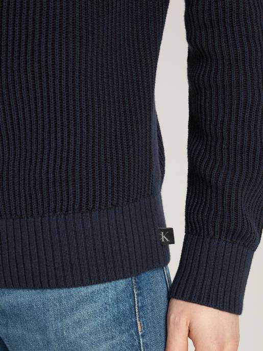 CALVIN KLEIN JEANS PLATED CREW NECK SWEATER