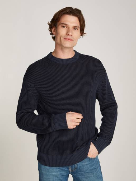 CALVIN KLEIN JEANS PLATED CREW NECK SWEATER
