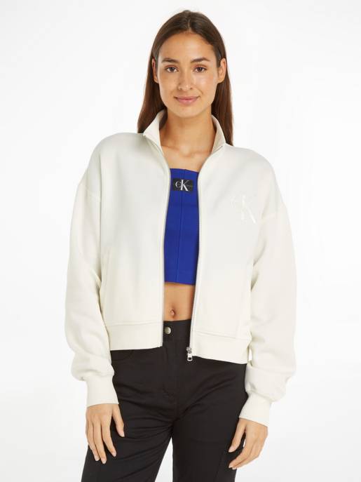 CALVIN KLEIN JEANS SATIN APPLIQUE ZIP-THROUGH