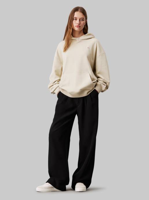 CALVIN KLEIN JEANS WOVEN LABEL PEACHED HOODIE