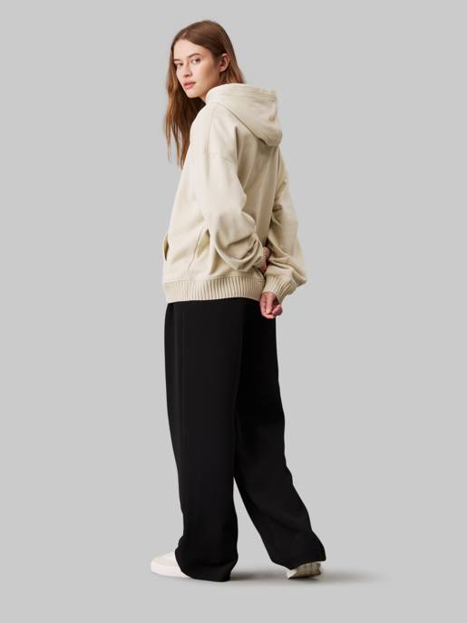 CALVIN KLEIN JEANS WOVEN LABEL PEACHED HOODIE