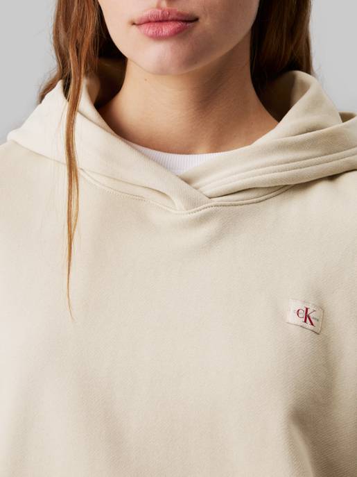 CALVIN KLEIN JEANS WOVEN LABEL PEACHED HOODIE
