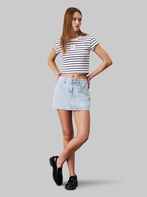 CALVIN KLEIN JEANS WOVEN LABEL RIB BABY TEE