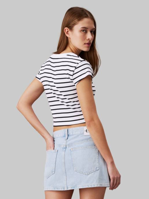 CALVIN KLEIN JEANS WOVEN LABEL RIB BABY TEE