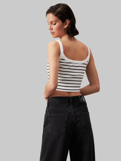 CALVIN KLEIN JEANS WOVEN LABEL RIB BRALETTE