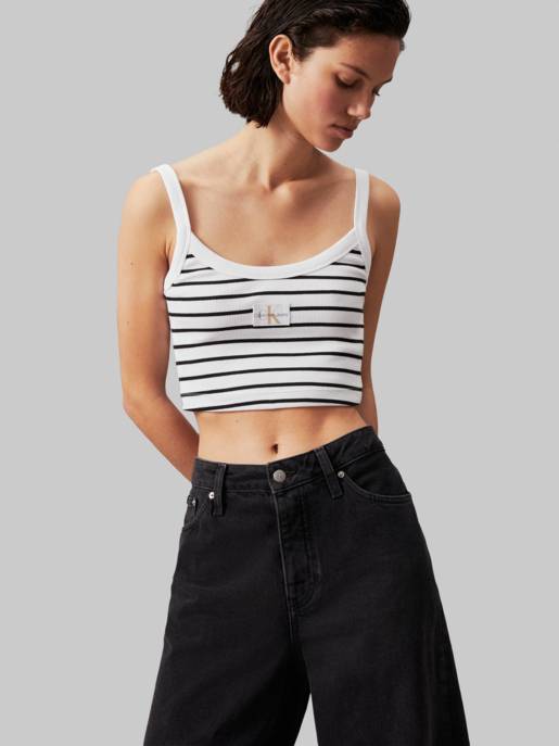 CALVIN KLEIN JEANS WOVEN LABEL RIB BRALETTE