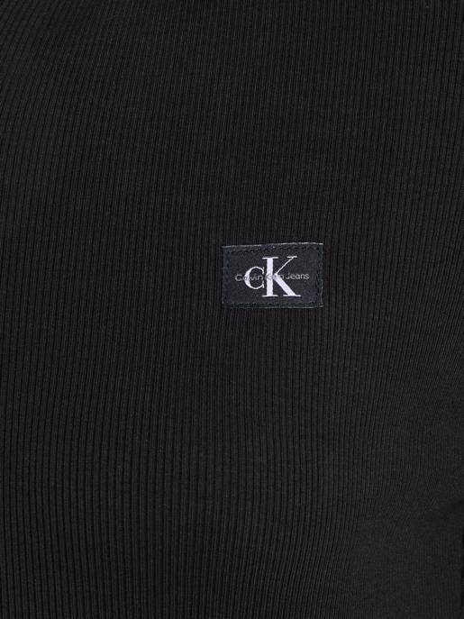 CALVIN KLEIN JEANS WOVEN LABEL RIB POLO LS DRESS