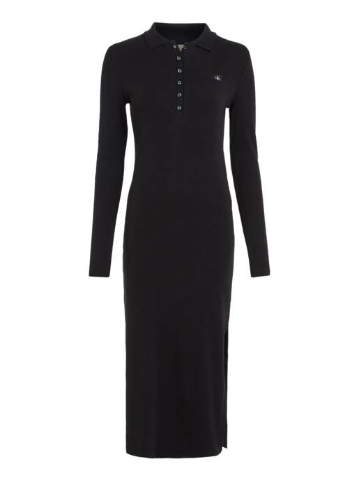 CALVIN KLEIN JEANS WOVEN LABEL RIB POLO LS DRESS