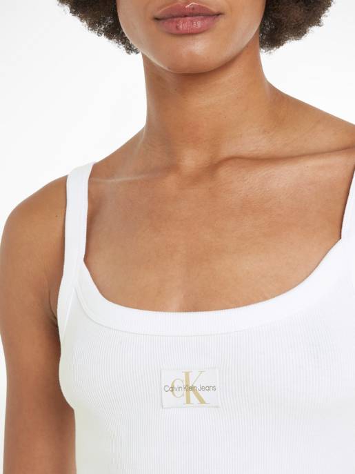 CALVIN KLEIN JEANS WOVEN LABEL RIB TANK