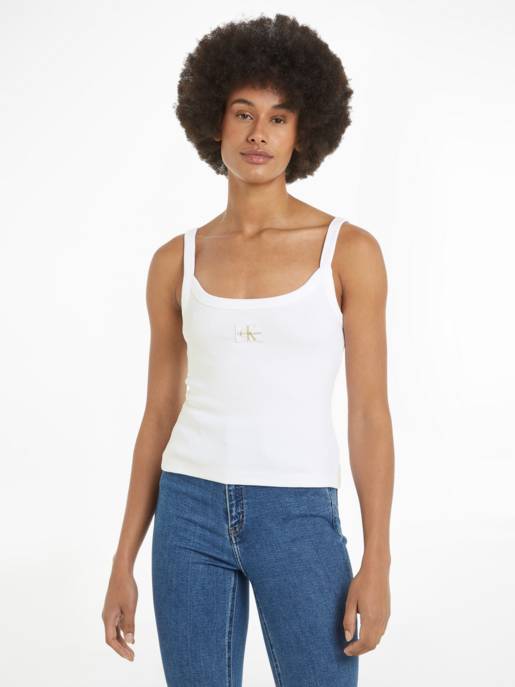 CALVIN KLEIN JEANS WOVEN LABEL RIB TANK