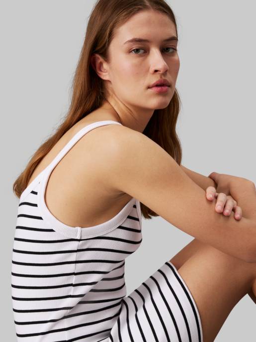 CALVIN KLEIN JEANS WOVEN LABEL RIB TANK DRESS