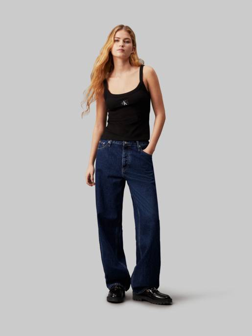 CALVIN KLEIN JEANS WOVEN LABEL RIB TANK