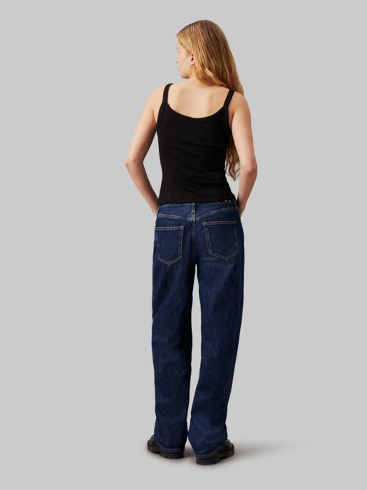CALVIN KLEIN JEANS WOVEN LABEL RIB TANK