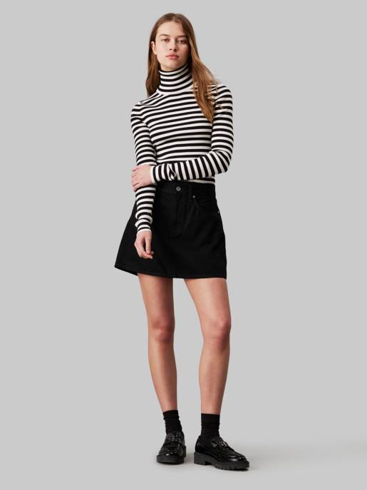 CALVIN KLEIN JEANS WOVEN LABEL ROLL NECK SWEATER