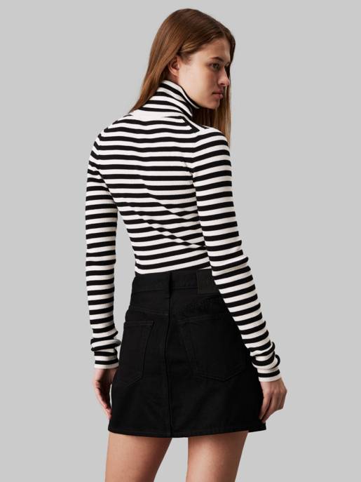 CALVIN KLEIN JEANS WOVEN LABEL ROLL NECK SWEATER