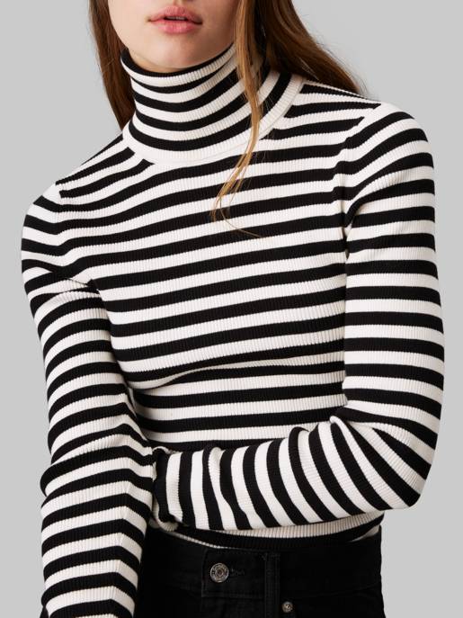 CALVIN KLEIN JEANS WOVEN LABEL ROLL NECK SWEATER