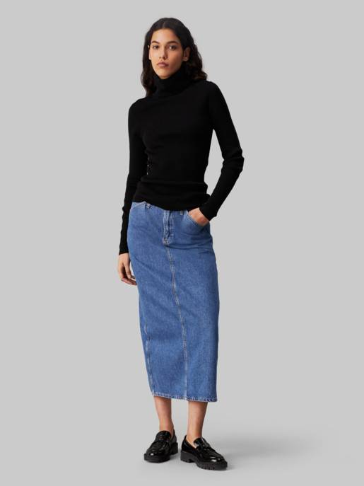 CALVIN KLEIN JEANS WOVEN LABEL ROLL NECK SWEATER