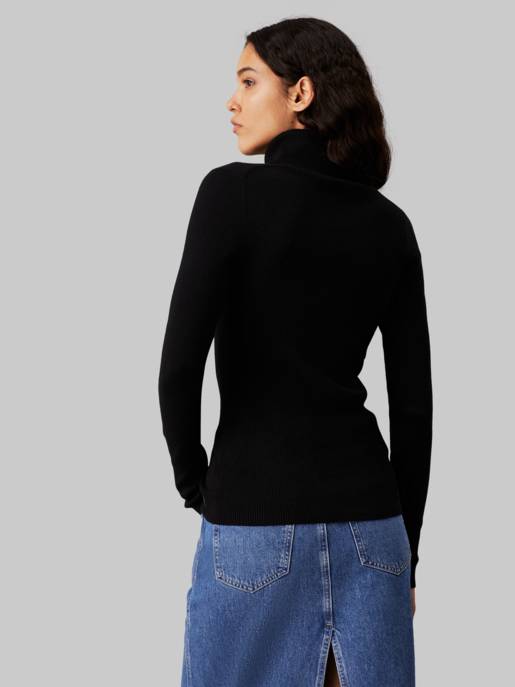 CALVIN KLEIN JEANS WOVEN LABEL ROLL NECK SWEATER