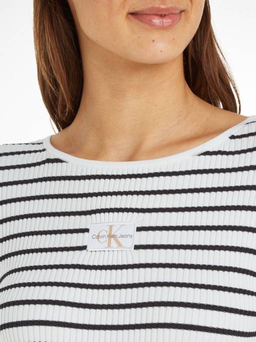CALVIN KLEIN JEANS WOVEN LABEL TIGHT SWEATER