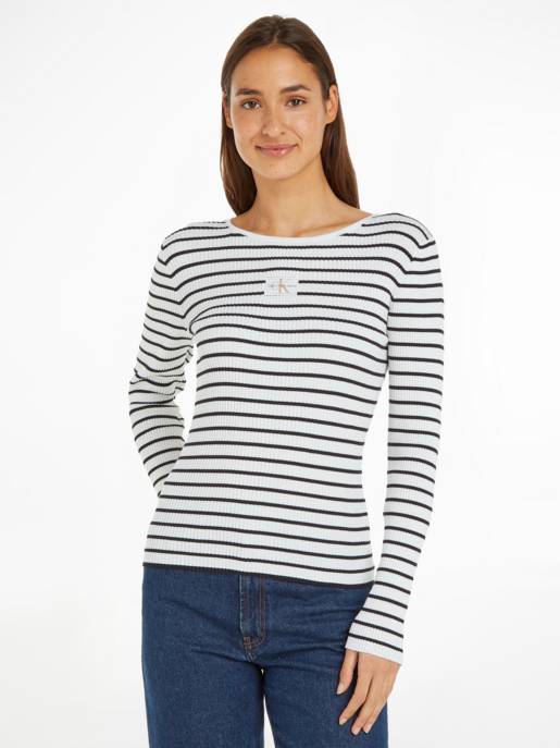 CALVIN KLEIN JEANS WOVEN LABEL TIGHT SWEATER