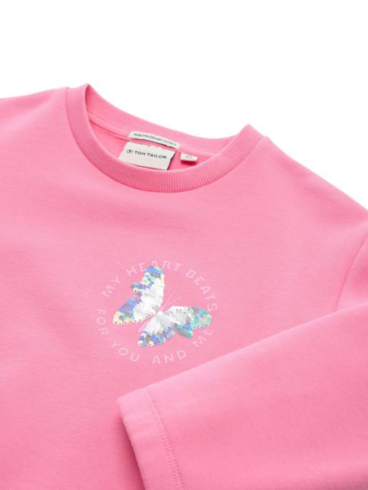 TOM TAILOR Cropped Print Sweatshirt mit Bio-Baumwolle