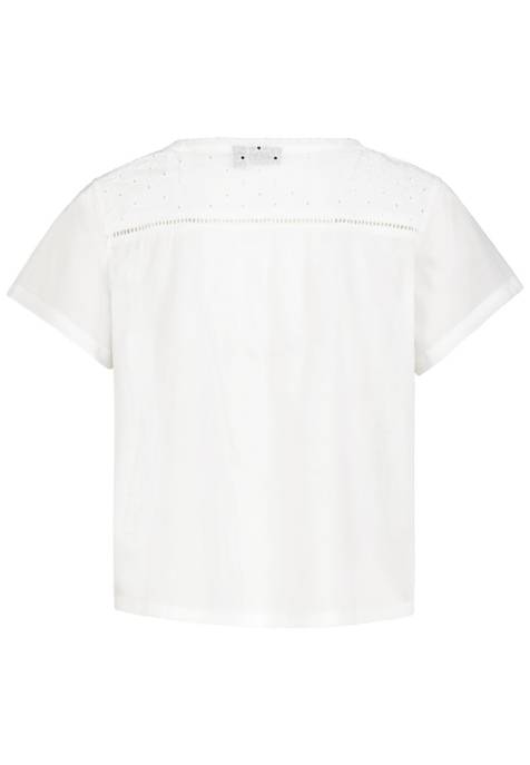 Eight2Nine DOB Bluse,Rundhals Mit Kordel,Spitze An VT & RT Passe, KurzarmKnöpfen Vorn, Cropped