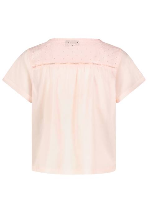 Eight2Nine DOB Bluse,Rundhals Mit Kordel,Spitze An VT & RT Passe, KurzarmKnöpfen Vorn, Cropped