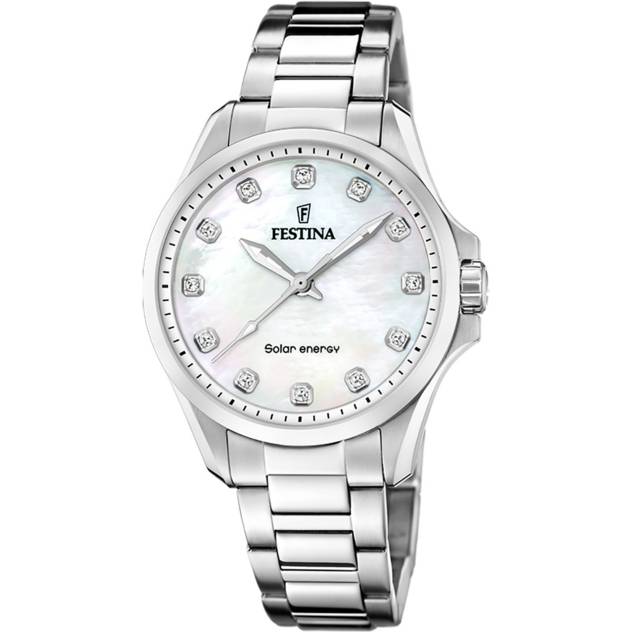FESTINA Festina Damen Solar Energy F20655/1 Creme Edelstahl
