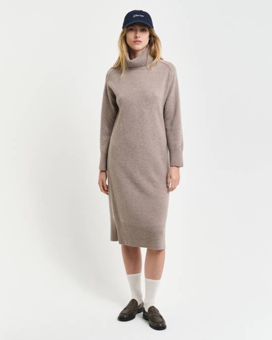 GANT HERRINGBONE DETAIL ROLLNECK DRESS