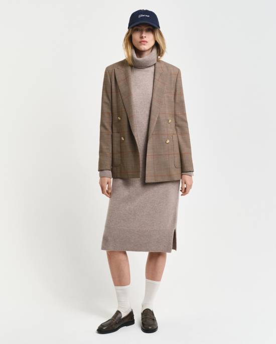 GANT HERRINGBONE DETAIL ROLLNECK DRESS