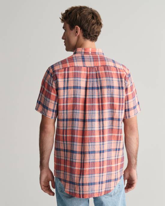GANT Regular Fit Madras Leinen Kurzarmhemd