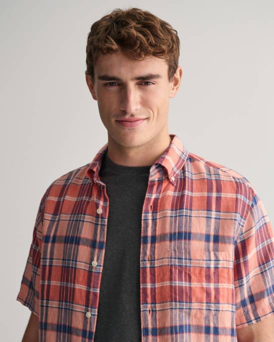 GANT Regular Fit Madras Leinen Kurzarmhemd