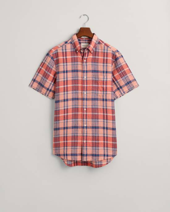 GANT Regular Fit Madras Leinen Kurzarmhemd