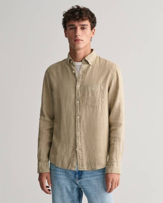 GANT Stückgefärbtes Regular Fit Leinen Hemd