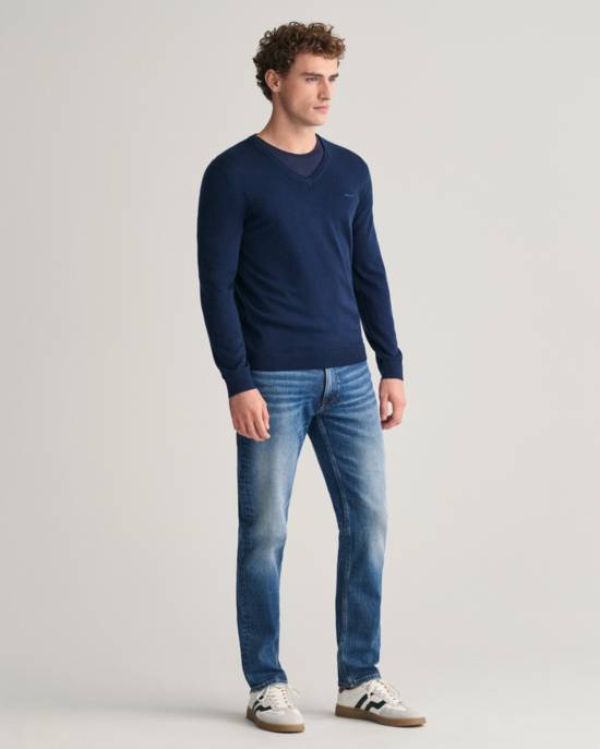GANT V-Neck Pullover Aus Extrafeiner Merinowolle