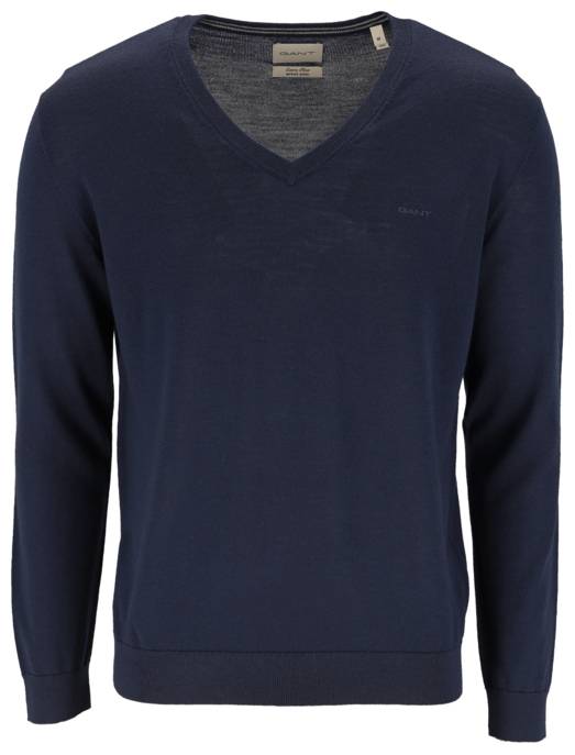 GANT V-Neck Pullover aus extrafeiner Merinowolle
