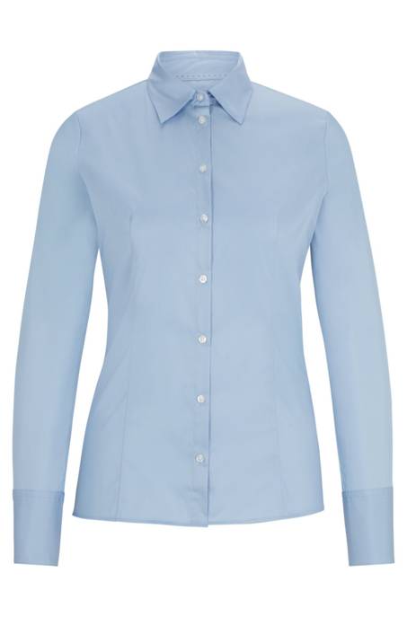 HUGO Slim-Fit Bluse aus bügelleichter Popeline