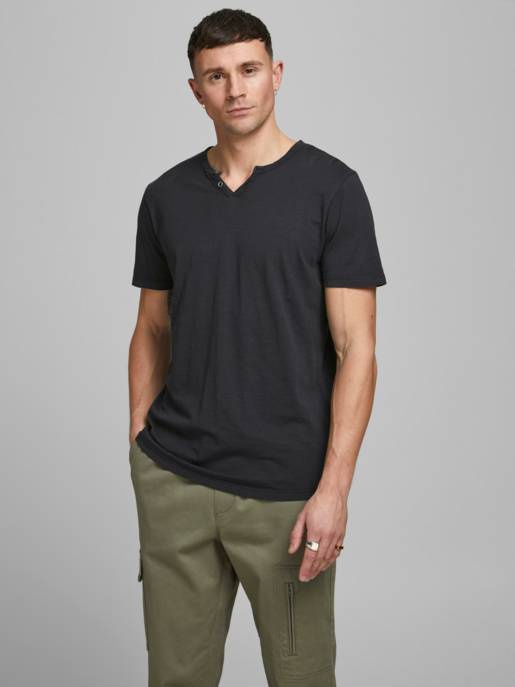 JACK&JONES JJESPLIT NECK TEE SS NOOS