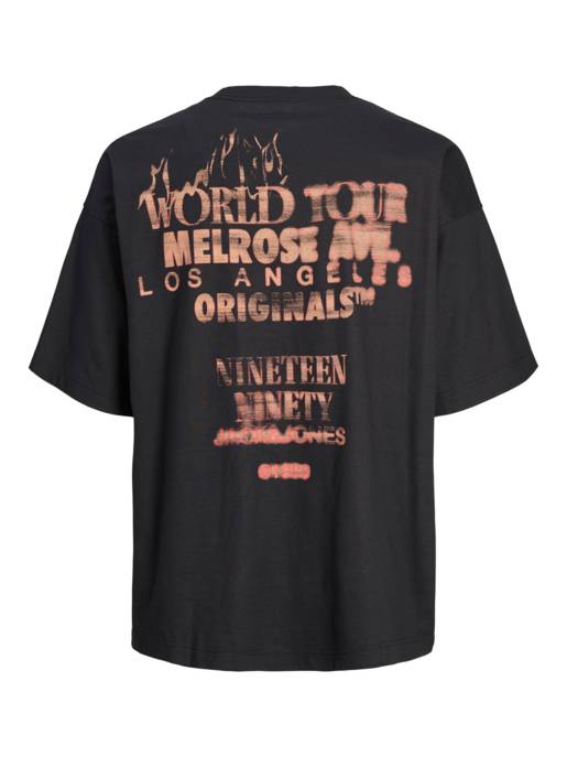 JACK&JONES JORBORA WORLD TEE SS CREW NECK BLK