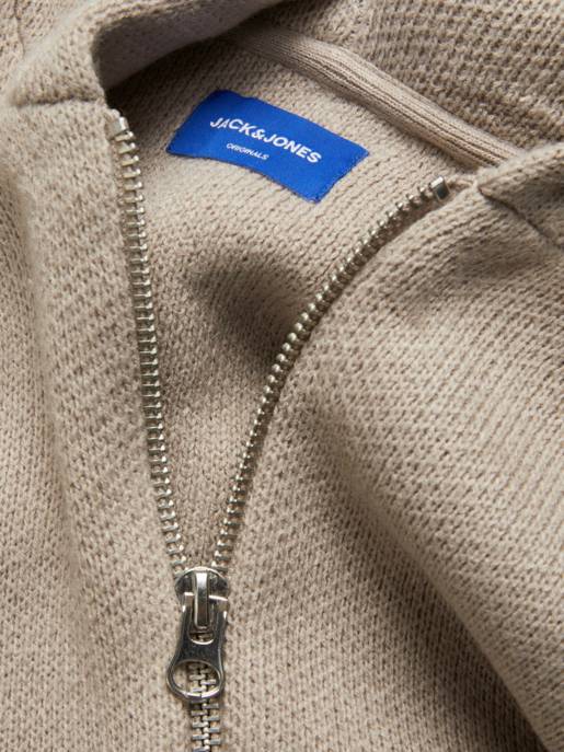 JACK&JONES JORJACOB KNIT ZIP HODDIE BLK