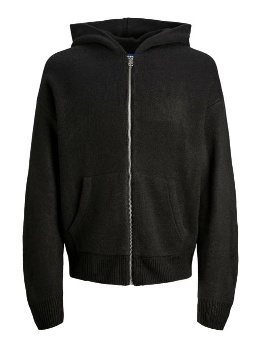 JACK&JONES JORJACOB KNIT ZIP HODDIE BLK