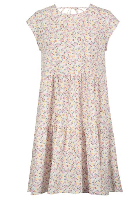 AUTHENTIC STYLE Kleid, midi, Rundhals, zwei horizontale Teilungsnähte mit leichten Raffungen, V-Ausschnitt mit Schnürung hinten, kurze Ärmel