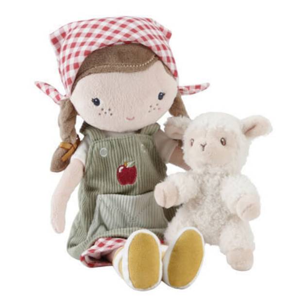 LITTLE DUTCH Kuschelpuppe Farmer Rosa Mit Schaf 35cm